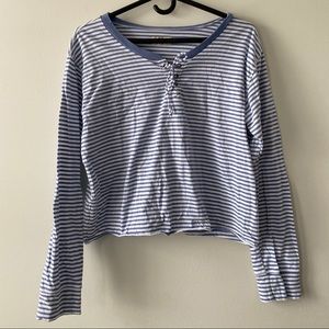 Hollister Blue and White Striped Long Sleeve